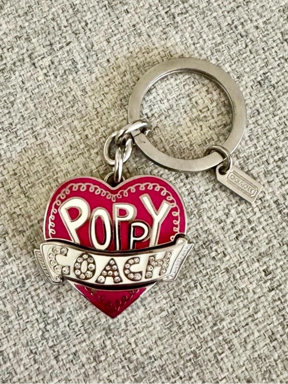 Vintage Y2K Poppy Coach Heart Keychain